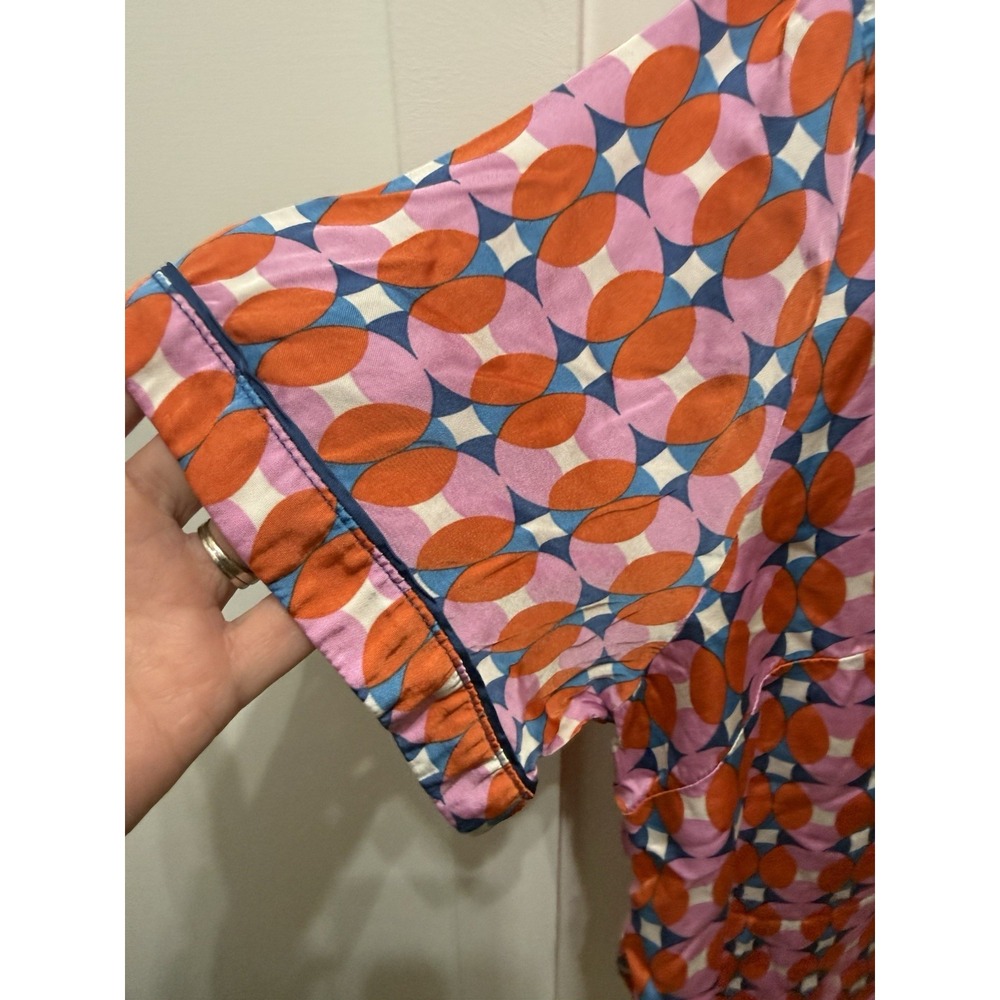 Anthropologie LyreBird Silky Printed Pajama Set Sold Out Print Top XL Shorts LG - Picture 9 of 16